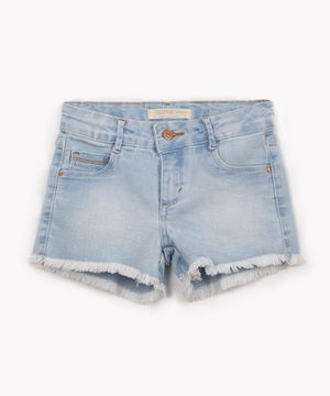 short jeans infantil com bolso azul claro