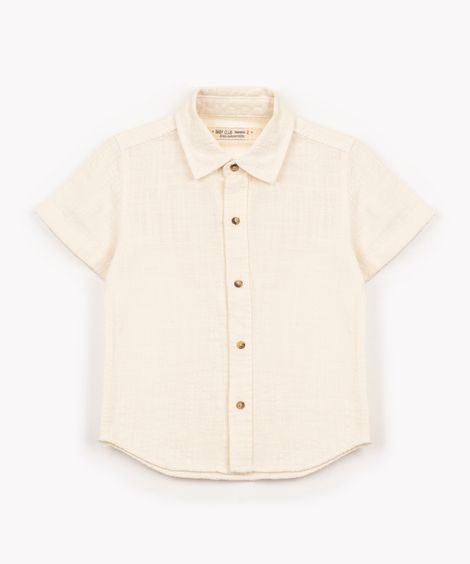 camisa infantil texturizada manga curta off white