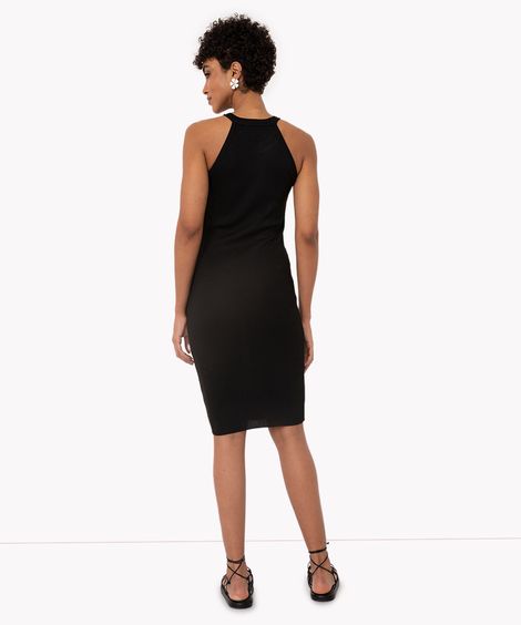 vestido midi de tricot alça média preto
