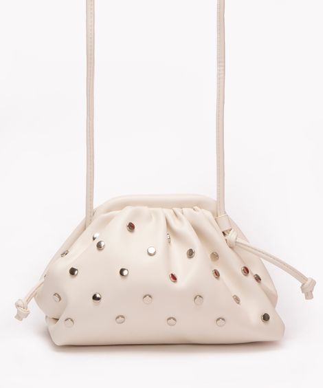 bolsa cross body com tachas off white