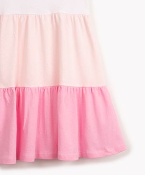 vestido de algodão infantil com recorte manga curta colorido