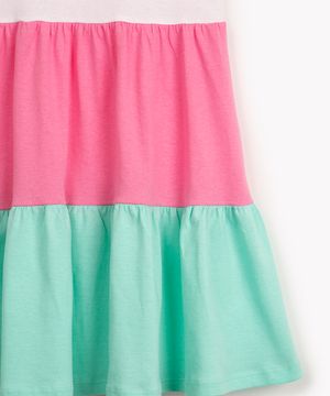 vestido de algodão infantil com recorte manga curta colorido