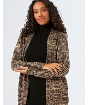 Cardigan Alongado Tricot Cobre Zinzane