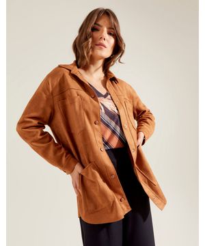 Parka Suede Utilitária Caramelo Queimado Zinzane