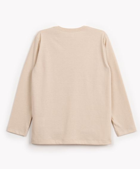 camiseta de algodão infantil positive manga longa bege claro