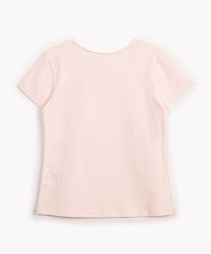 blusa de algodão infantil coração com brilho rosa