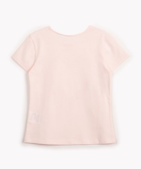 blusa de algodão infantil coração com brilho rosa