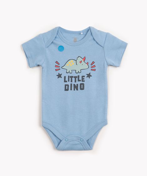 body de algodão infantil little dino manga curta azul