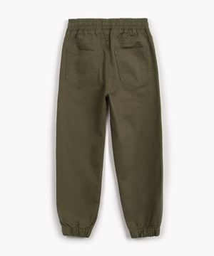 calça de sarja infantil jogger com bolsos verde militar