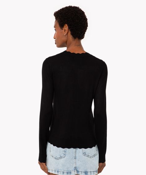 cardigan de tricot com botões preto