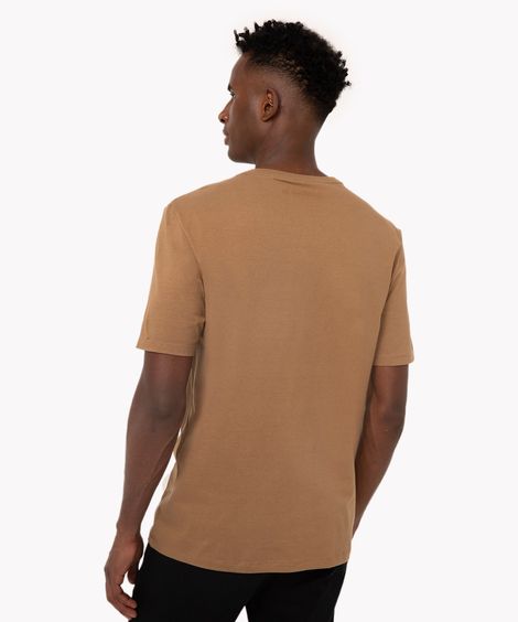 camiseta básica manga curta gola portuguesa - tabaco