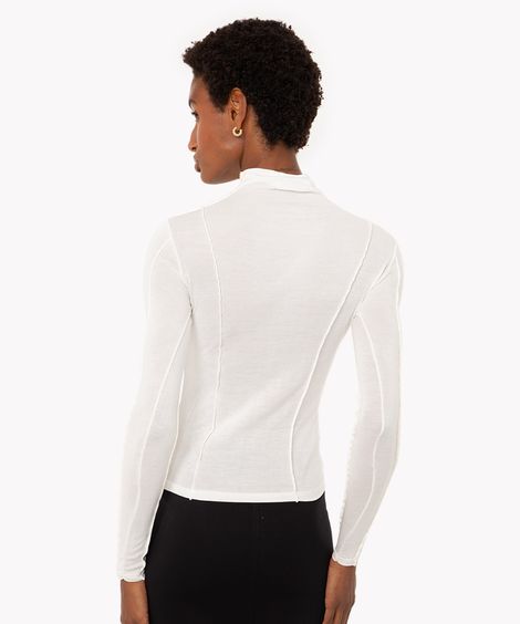 blusa de viscose com recortes manga longa off white