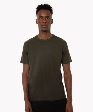 camiseta de algodão básica manga curta - verde militar