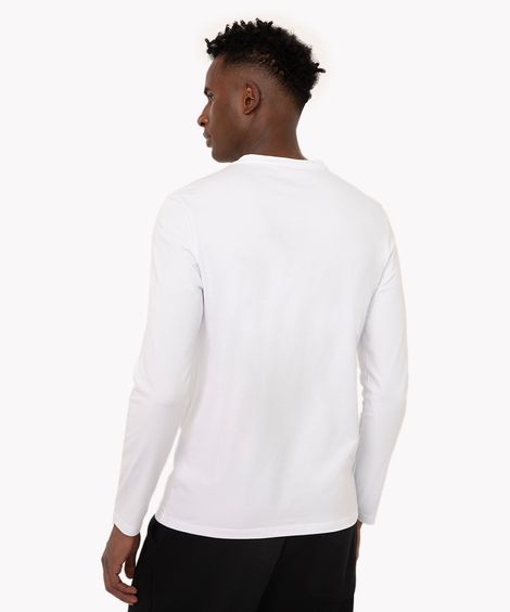 camiseta de algodão slim manga longa branco