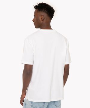 camiseta oversized de algodão bordada sunset manga curta off white