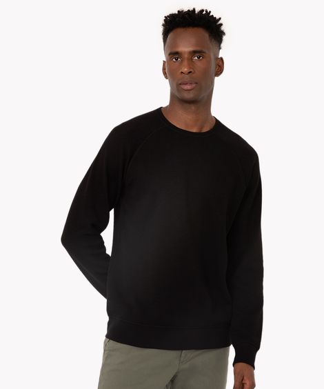 blusa básica de malha encorpada gola redonda preto