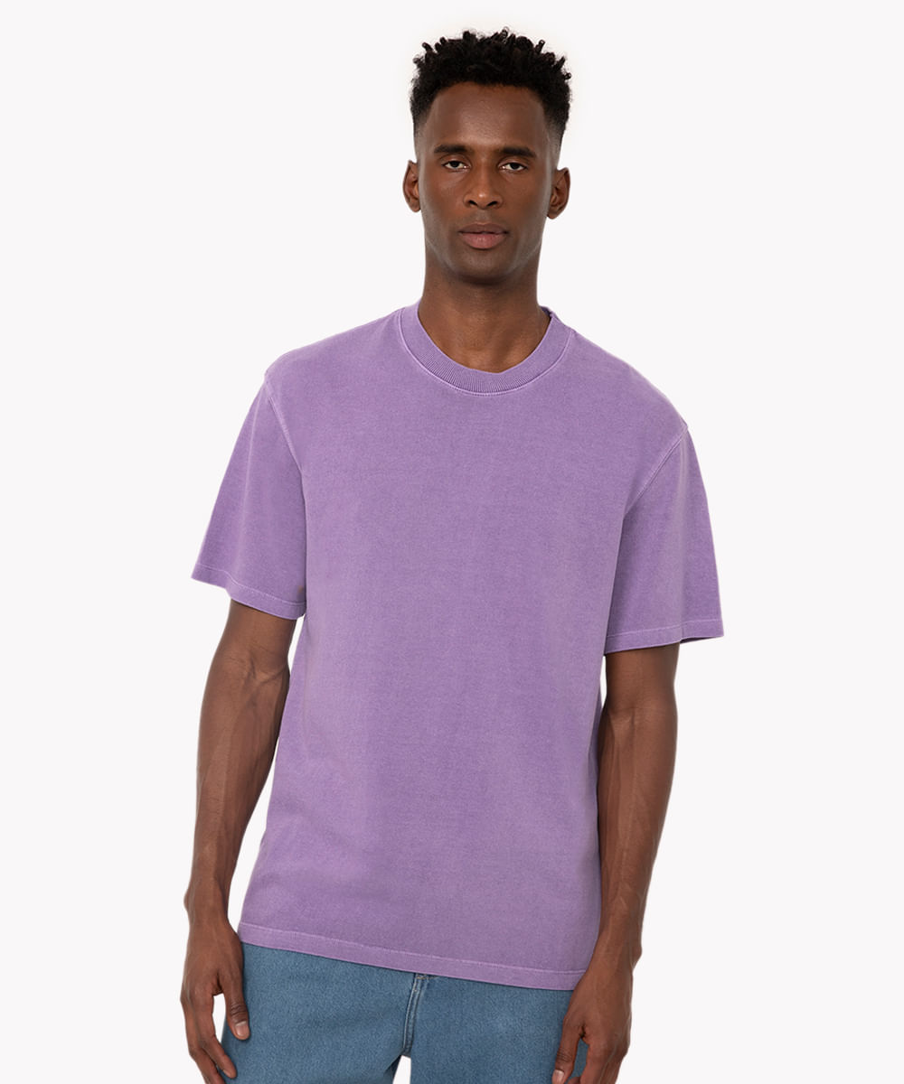 camiseta de algodão relaxed manga curta roxo