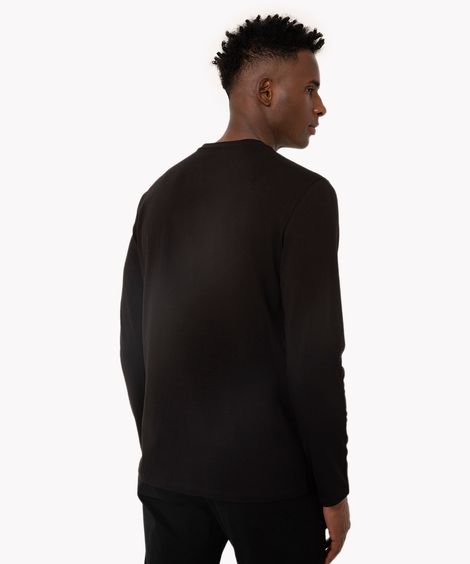 camiseta de algodão básica slim manga longa preta