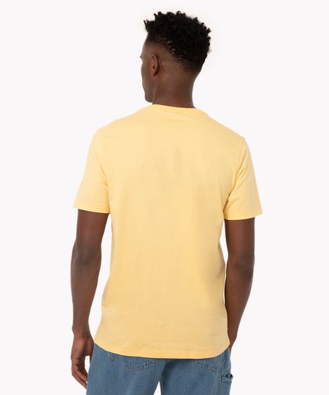 camiseta masculina de algodão básica manga curta amarela