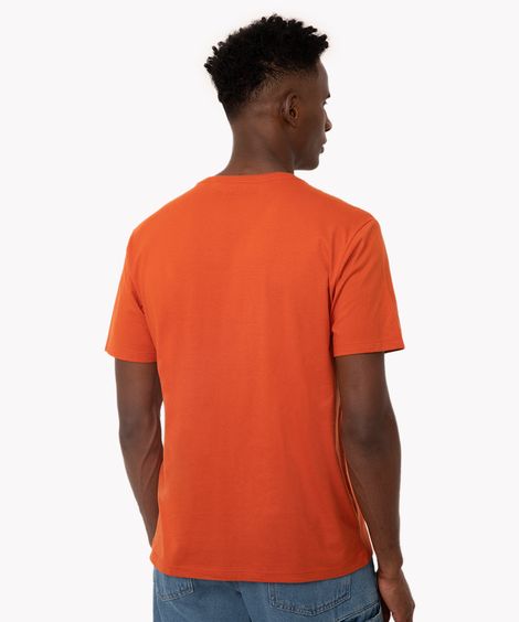 camiseta masculina de algodão básica manga curta laranja
