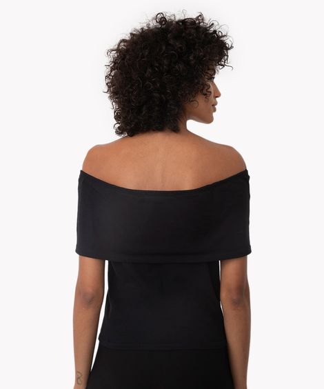 blusa de algodão ombro a ombro preto