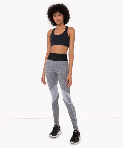 calça legging sem costura cós largo esportiva preto
