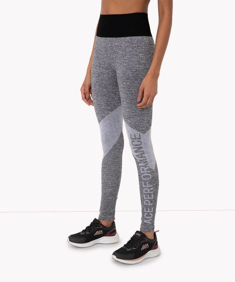 calça legging sem costura cós largo esportiva preto