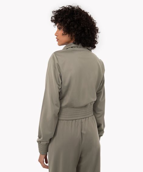 casaco cropped gola alta esportivo verde