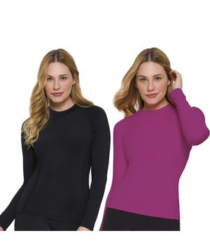 Kit 2 Camisas Térmica Selene Segunda Pele Feminina Preto e Rosa