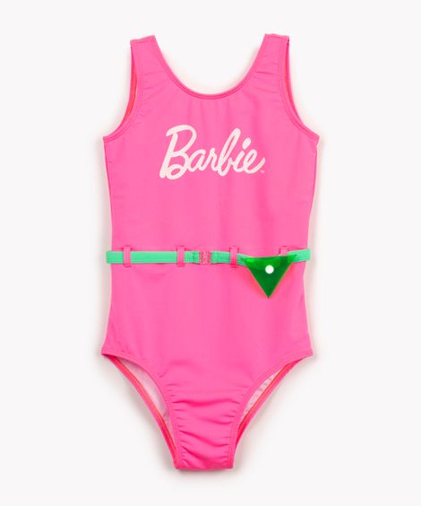 maiô infantil barbie com pochete e proteção uv pink