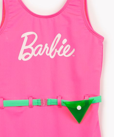 maiô infantil barbie com pochete e proteção uv pink