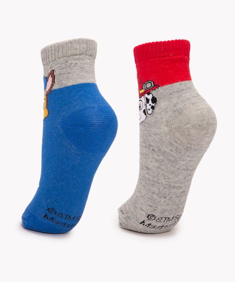 kit de 2 pares de meias infantis patrulha canina cano médio colorido