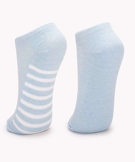 kit de 2 pares de meias jacquard cano baixo azul