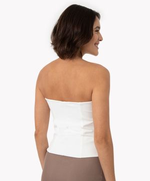 corset de crepe com zíper central off white