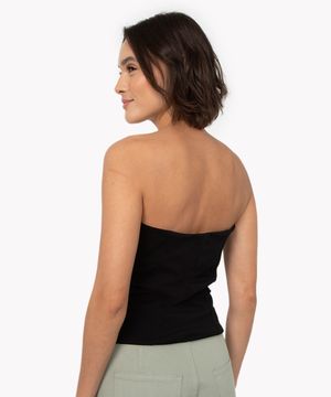 corset de crepe com zíper central preto