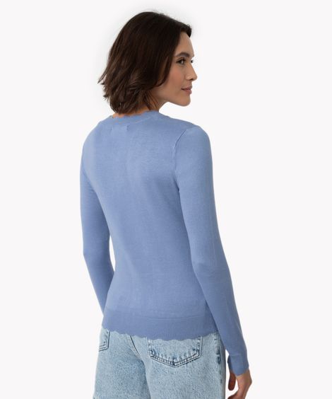 cardigan de tricot com botões azul claro
