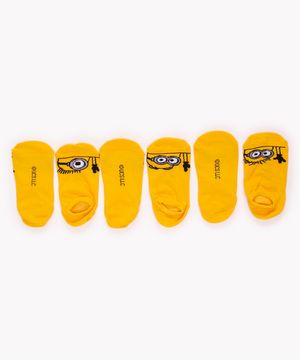 kit de 3 pares de meias invisíveis amarelo
