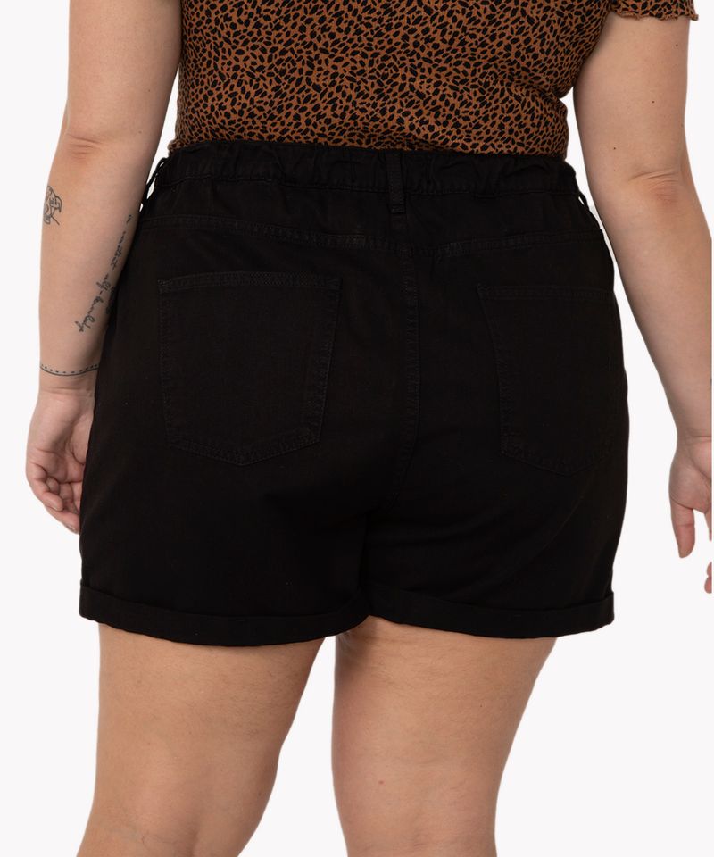 C&A short de sarja plus size mom cintura super alta preto preto