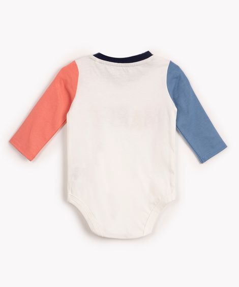 body de algodão infantil manga longa happy off white