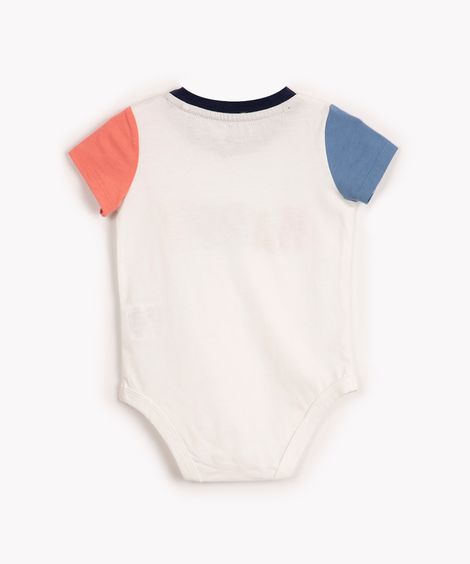 body de algodão infantil manga curta happy off white