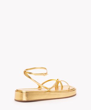 sandália flatform tiras trançadas oneself dourado