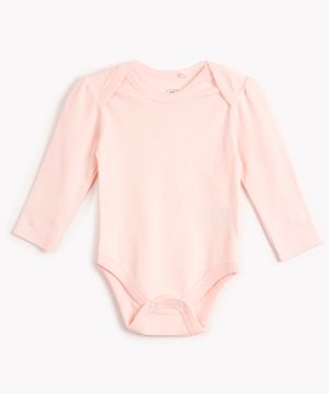 body de algodão infantil manga longa rosa claro