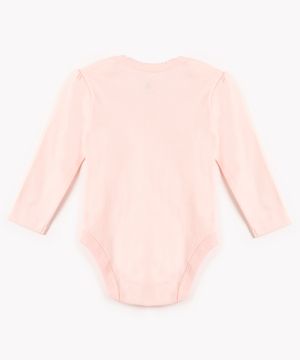 body de algodão infantil manga longa rosa claro