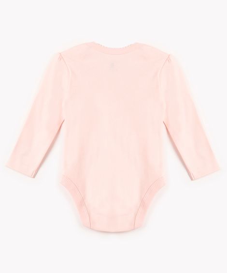 body de algodão infantil manga longa rosa claro