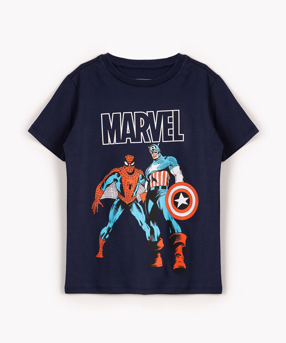 camiseta infantil manga curta homem aranha preta - C&A