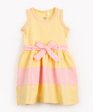 vestido infantil patati de algodão amarelo