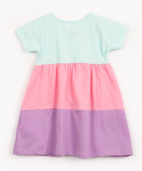 vestido infantil urso napolitano de algodão azul médio