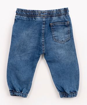 calça jeans infantil jogger marcado azul escuro