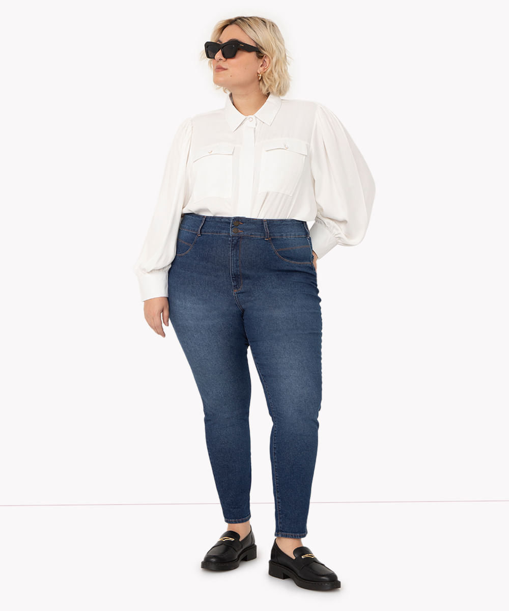 Calça Jeans Plus Size - Azul médio Nova