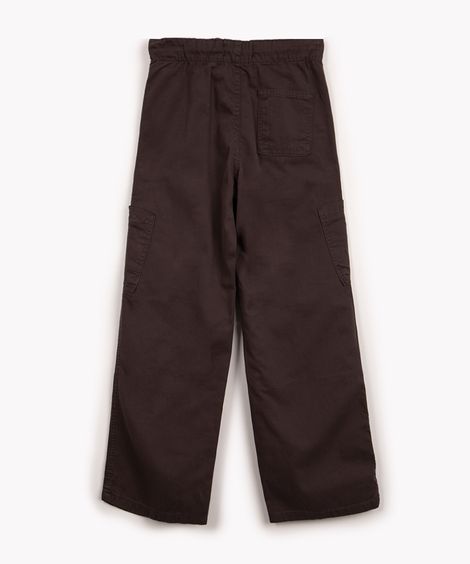 calça juvenil parachute de sarja com bolso cargo chumbo
